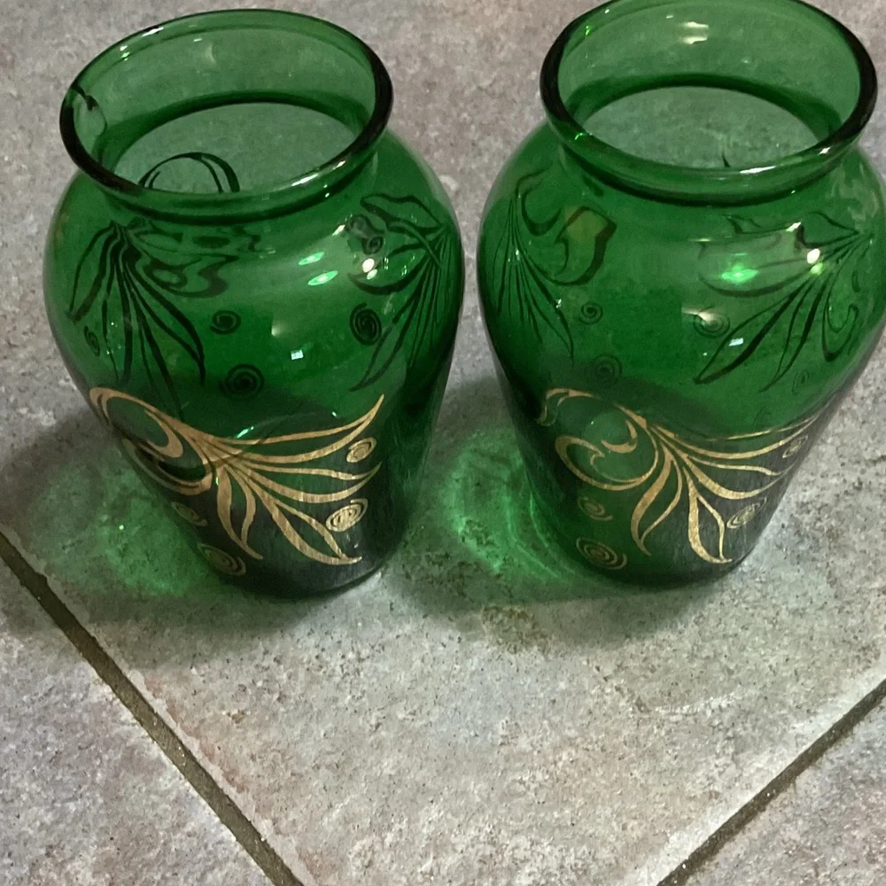 Elegant Green Glass Vases Set Bud vases